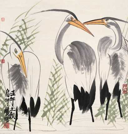 林曦明 白鹭 立轴